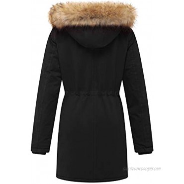 WenVen Women's Fleece Cotton Military Parka Fur Hooded Coat Jacket