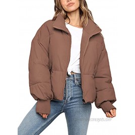 ZROZYL Women's Winter Puffer Down Jacket Long Sleeve Zipper Pockets Baggy Short Coats