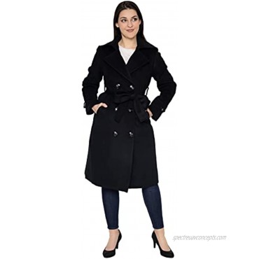 ACECOZY Women's Superior 100% Wool Trench Coat Classy Long Wool Coat with Belt