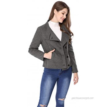 Allegra K Women's Stand Collar Single Breasted Slant Pocket Coat