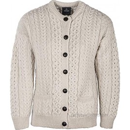 Carraig Donn Irish Fisherman Sweater Ladies 100% Merino Wool White