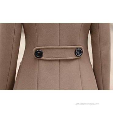 chouyatou Women Elegant Notched Collar Double Breasted Wool Blend Over Coat