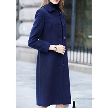 chouyatou Women's Fall Winter Elegant Single Breasted Long Wool Coat Overcoat