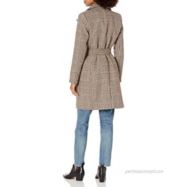 Cole Haan Women's Houndstooth Double Breasted Wool Coat