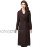 ebossy Women's Lapel 2 Button Slim Fit Long Wool Coat with Patch Pocket