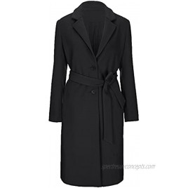 Inno Women’s Notched Lapel Single Breasted Wool Trench Coat Women Long Pea Winter Coat