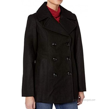 LONDON FOG Women's Double Breasted Peacoat with Scarf