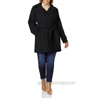 LONDON FOG Women's Double Lapel Thigh Length Button Front Wool Coat with Belt