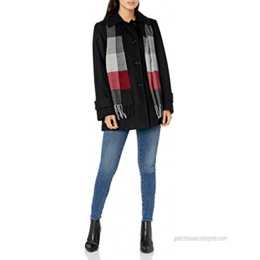 LONDON FOG Women's Single-Breasted Wool Coat with Scarf