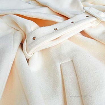 SAUKOLE Women's Winter Wool Trench Coat Wrap Large Collar High Low Jacket Outwear with Belt