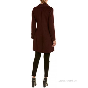 T Tahari Women's Caleigh Double Face Fitted Wool Coat with Slim Shawl Collar