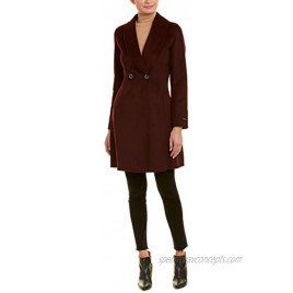 T Tahari Women's Caleigh Double Face Fitted Wool Coat with Slim Shawl Collar