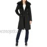 T Tahari Women's Double Breasted Wool Coat with Faux Fur