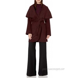 T Tahari Women's Double Face Wool Coat with Optional Self Tie Belt