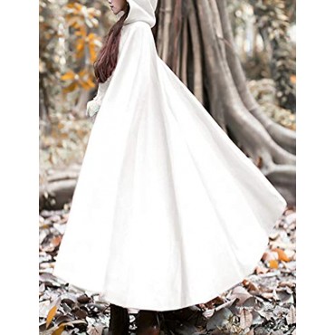 Tanming Women's Casual Solid Wool Blend Cape Outerwear Jacket Coat Cloak with Hood
