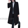 Tanming Women's Notch Lapel Double Breasted Wool Blend Mid Long Pea Trench Coat