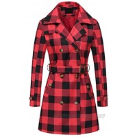 Women's Double Breasted Trench Coats Mid-Length Belted Overcoat Long Dress Jacket with Detachable Hood