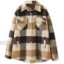 Womens Plaid Jacket Long Sleeve Lapel Button-Down Shirts Wool Blend Shacket Coat Casual Tops Outwear with Pocket