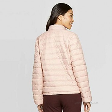 A New Day Womens Size Medium Quilted Down Alternative Puffer Jacket Pink Coat Snap Front Pink