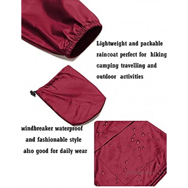 Avoogue Plus Size Raincoat Women Waterproof Rain Jacket Packable Outdoor Hooded Windbreaker