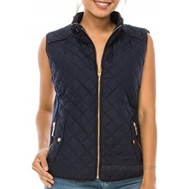 coul J WO902 Women's Quilted Padding Vest w Suede Piping Details & Pockets