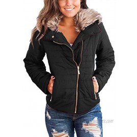 Dokotoo Womens Winter Fashion Zip Up Quilted Jacket Coat Outerwear S-XXL,No Hooded