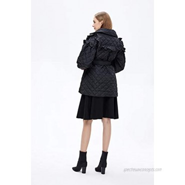 Generic M Retail Premium Collection Women Fashion Thickened Diamond Type Quilted Coat for Winter Warm Outwear Black Large