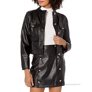 KENDALL + KYLIE Women's Vegan Leather Four Pocket Cropped Jacket