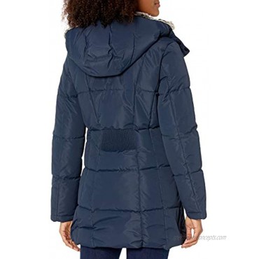 Nautica Women's Heavy Weight Quilted Jacket with Faux Fur Trim
