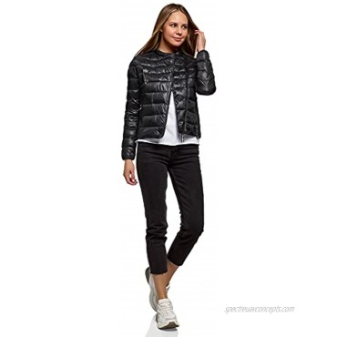 oodji Ultra Women's Quilted Jacket with Asymmetrical Zipper