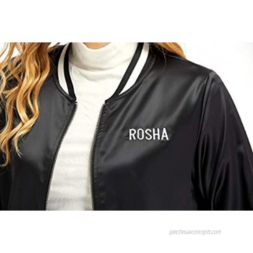 ROSHA UNIQUE Women Classic Solid Biker Jacket Zip up Bomber Jacket Coat