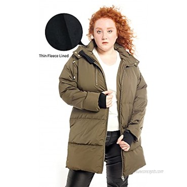 Womens Hooded Down Jacket Long Quilted Lightweight Puffer Coat Standard and Plus Size