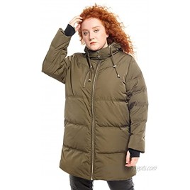 Womens Hooded Down Jacket Long Quilted Lightweight Puffer Coat Standard and Plus Size