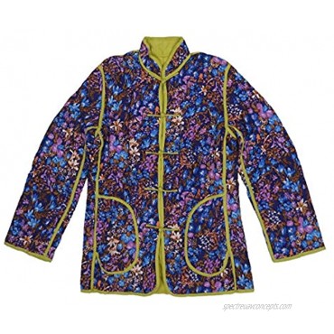Women's Traditional Chinese Quilted Floral Jacket with Pockets Warm Cozy Sizes S,M New