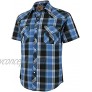 COEVALS CLUB Men's Western Plaid Pearl Snap Buttons Two Pockets Casual Short Sleeve Shirts