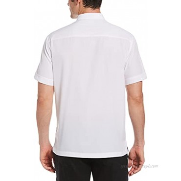 Cubavera Men's Standard Short Sleeve Insert Panels with Pick Stitch Shirt