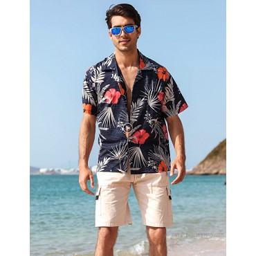 ELETOP Men's Hawaiian Shirt Quick Dry Tropical Aloha Shirts Short Sleeve Beach Holiday Casual Shirts L2