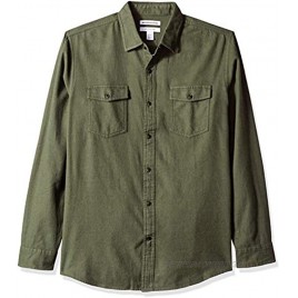 Essentials Men's Regular-Fit Long-Sleeve Two-Pocket Flannel Shirt