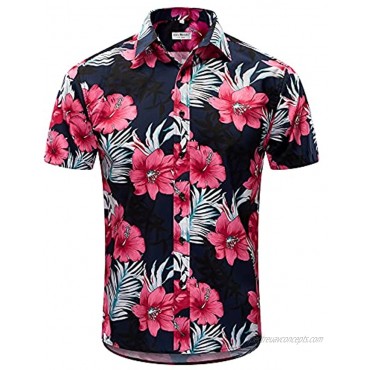 EVNMENST Hawaiian Shirt for Men Short Sleeve Beach Printed Summer Button Down Aloha Shirt