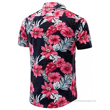 EVNMENST Hawaiian Shirt for Men Short Sleeve Beach Printed Summer Button Down Aloha Shirt