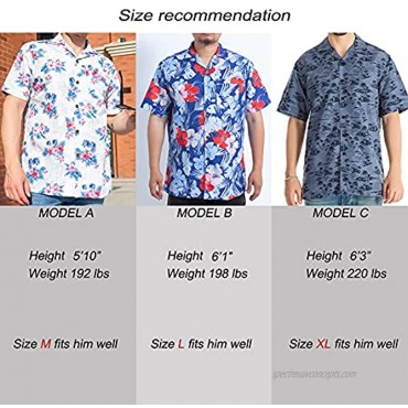 Hawaiian Shirts for Men Regular Fit Short Sleeve Mens Hawaiian Shirts with Large Variety of Colors and Designs Available