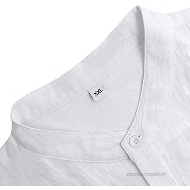 JEKAOYI Mens Summer Casual Cotton Linen Shirts Buttons Down Long Sleeve Solid Plain Beach T Shirts