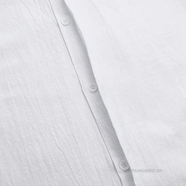 JEKAOYI Mens Summer Casual Cotton Linen Shirts Buttons Down Long Sleeve Solid Plain Beach T Shirts