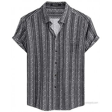 MCEDAR Mens Casual Short Sleeve Button Up Vintage Summer Hawaiian Beach Vacation Shirts Size S-5XL Big and Tall