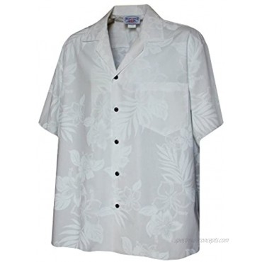 Pacific Legend Mens White Wedding Tropical Floral Hawaiian Shirt