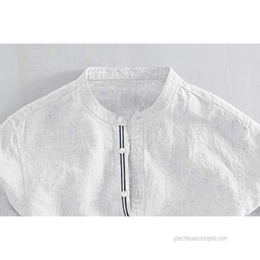 Taoliyuan Mens Linen Long Sleeve Shirts Button Down Mandarin Collar Casual Regular Fit Dress Shirts