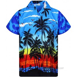 V.H.O. Funky Hawaiian Shirt Casual Men Front Pocket Button Down Very Loud Shortsleeve Unisex Beach Multi Colors