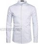 ZEROYAA Men's Banded Collar Slim Fit Long Sleeve Casual Button Down Dress Shirts with Pocket