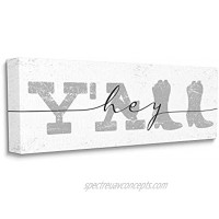 Stupell Industries Distressed Western Hey Y'all Cowboy Boots Phrase Designed by Daphne Polselli Canvas Wall Art 10 x 24 Off-White