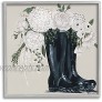 Stupell Industries White Flower Arrangement in Black Boots Painting Design by Penny Lane Publishing Gray Framed Wall Art 12 x 12 Multi-Color